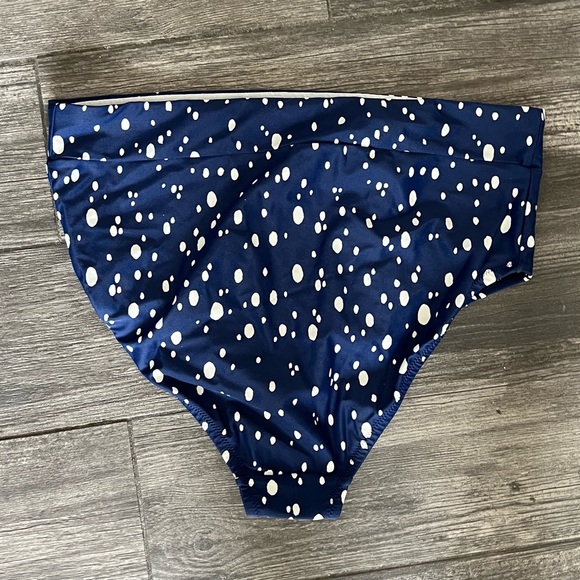 Kona Sol Bikini Bottom Navy Dot Print Plus Size 14W - Picture 3 of 10